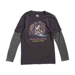 Quiksilver Black and Gray Long Sleeve T-Shirt